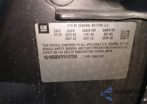 2015 Chevrolet Volt z USA, uszkodzony, nr VIN 1G1RC6E47FU107358